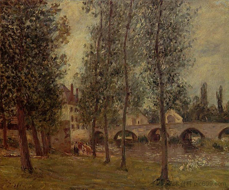 莫雷特桥 The Moret Bridge (1888)，卡米耶·毕沙罗