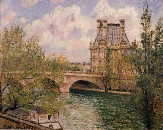 弗洛尔馆和皇家桥 The Pavillion de Flore and the Pont Royal (1902)，卡米耶·毕沙罗