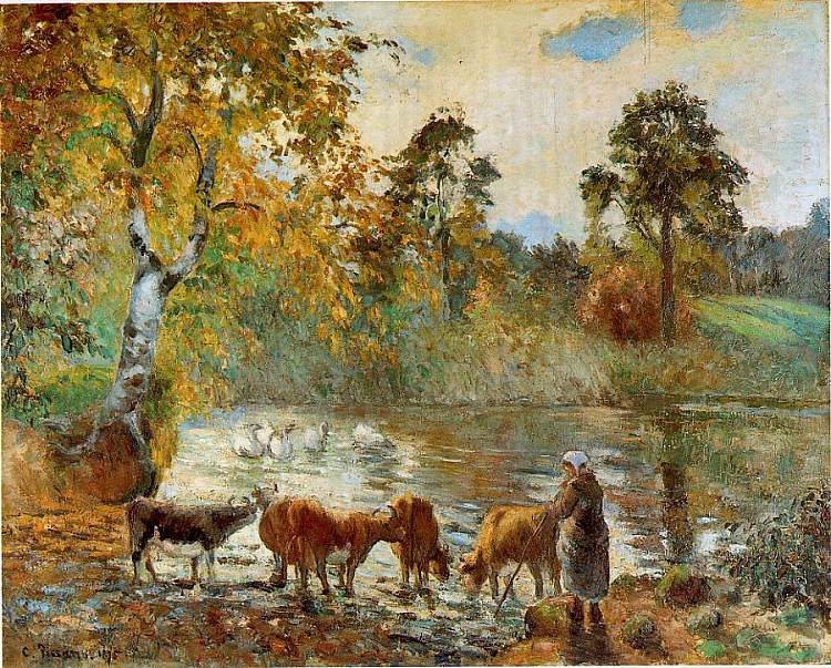 蒙特福柯的池塘 The Pond at Montfoucault (1875),卡米耶·毕沙罗