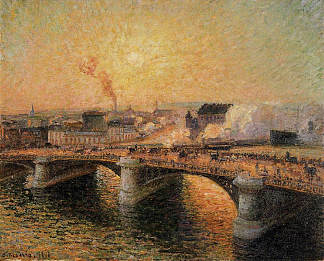博伊尔迪厄桥，鲁昂，日落 The Pont Boieldieu, Rouen, Sunset (1896)，卡米耶·毕沙罗
