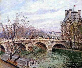 皇家桥和弗洛尔馆 The Pont Royal and the Pavillon de Flore (1903)，卡米耶·毕沙罗