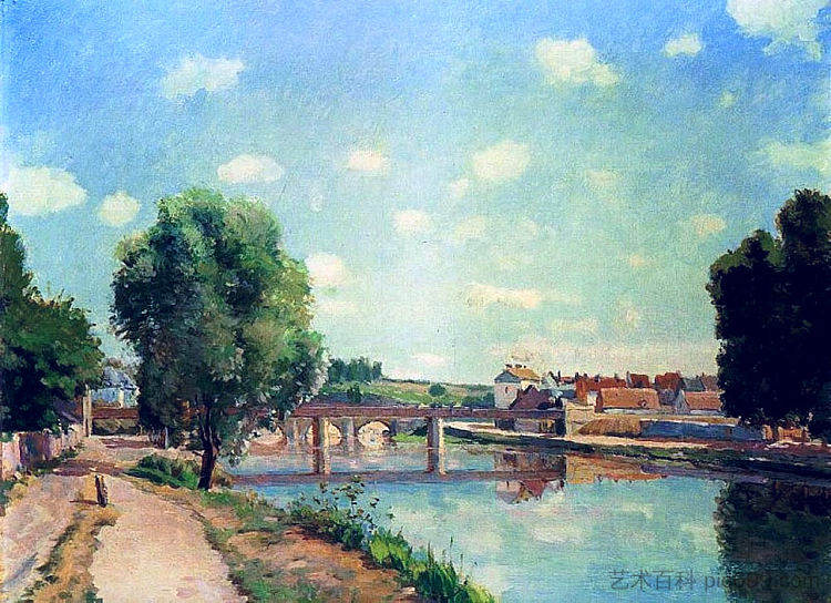 铁路桥，蓬图瓦兹 The Railway Bridge, Pontoise，卡米耶·毕沙罗