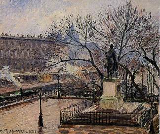 新桥凸起的塔勒斯和亨利四世雕像 The Raised Tarrace of the Pont Neuf and Statue of Henri IV (1901)，卡米耶·毕沙罗