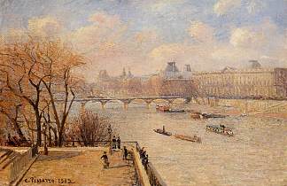 新桥的凸起露台 The Raised Terrace of the Pont Neuf (1902)，卡米耶·毕沙罗