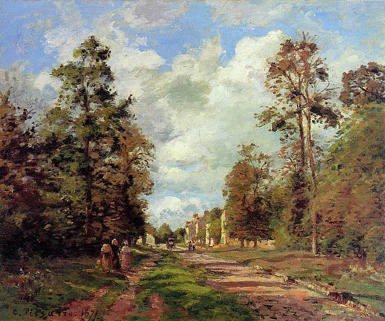 通往森林郊区的卢浮宫之路 The Road to Louveciennes at the Outskirts of the Forest (1871)，卡米耶·毕沙罗