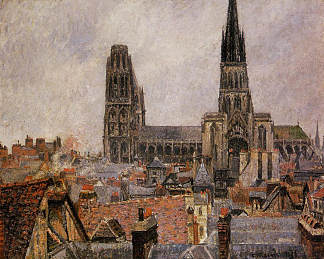 老鲁昂灰色天气的屋顶 The Roofs of Old Rouen Grey Weather (1896)，卡米耶·毕沙罗