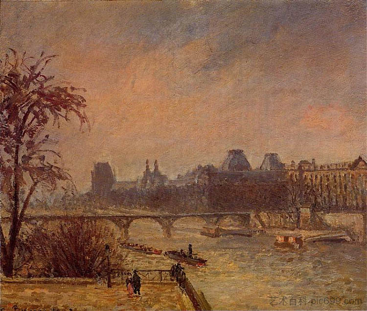 塞纳河和卢浮宫，巴黎 The Seine and the Louvre, Paris (1903)，卡米耶·毕沙罗