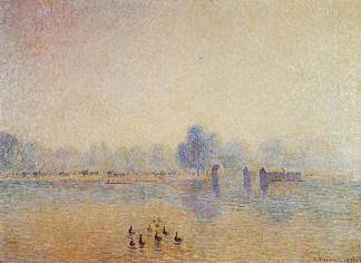 蛇形、海德公园、雾效果 The Serpentine, Hyde Park, Fog Effect (1890)，卡米耶·毕沙罗
