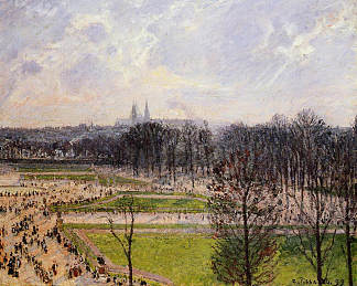 杜乐丽花园冬日下午 The Tuileries Gardens Winter Afternoon (1899)，卡米耶·毕沙罗