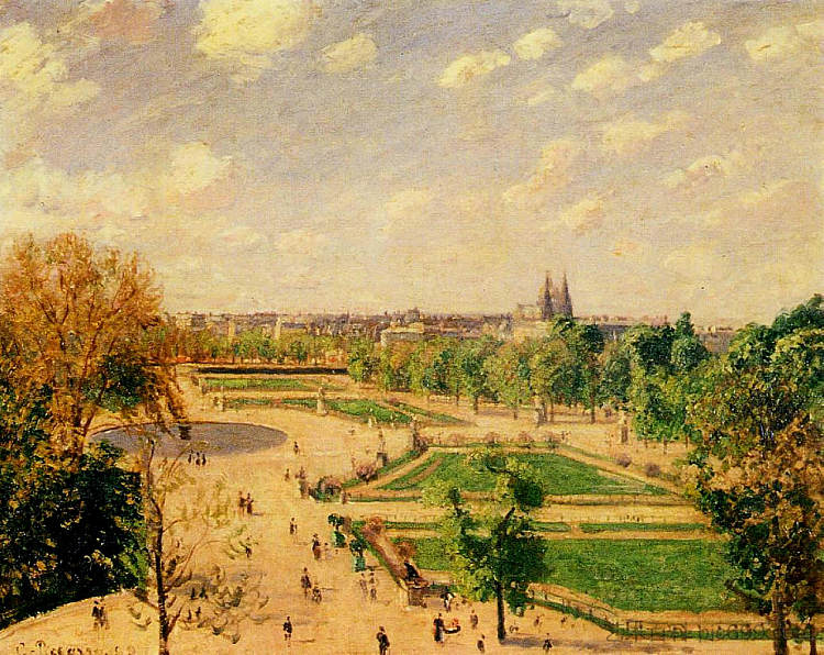杜伊勒里花园 早晨， 春天， 太阳 The Tuilleries Gardens Morning, Spring, Sun，卡米耶·毕沙罗