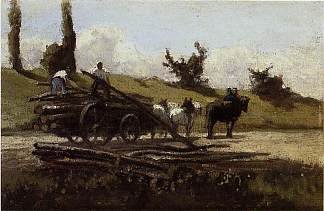 木车 The Wood Cart (c.1863)，卡米耶·毕沙罗