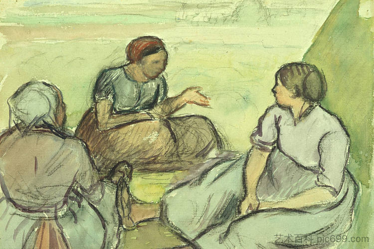 三个农妇 Three Peasant Women (1890)，卡米耶·毕沙罗
