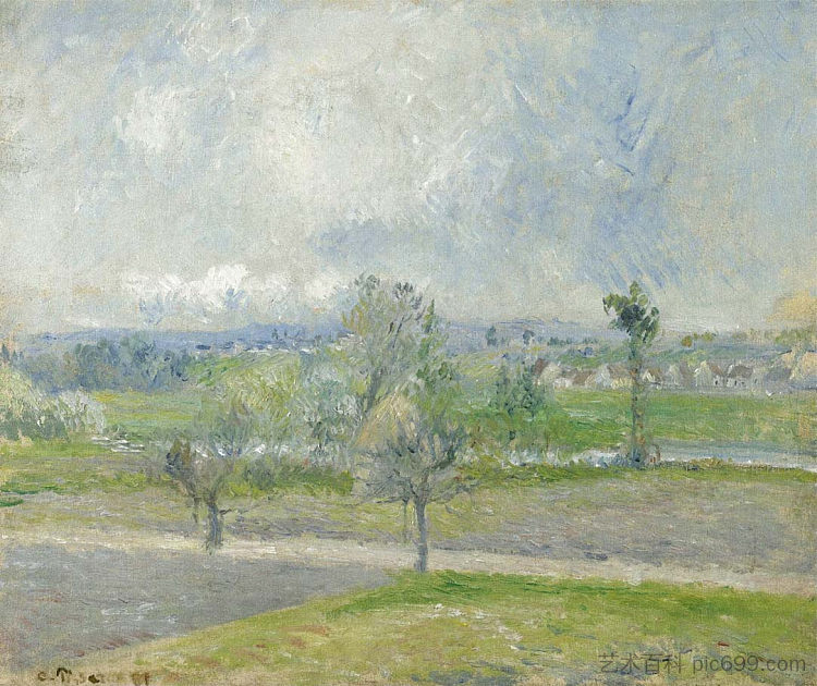 瓦兹附近的瓦尔赫梅尔，雨效果 Valhermeil near Oise, Rain effect (1881)，卡米耶·毕沙罗