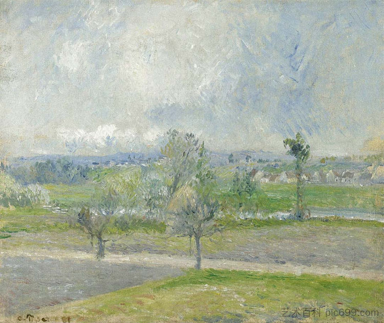 瓦兹附近的瓦尔赫梅尔，雨效果 Valhermeil near Oise, Rain effect (1881)，卡米耶·毕沙罗