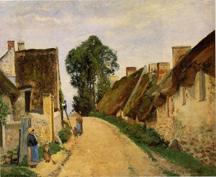 乡村街，瓦兹河畔奥韦尔 Village Street, Auvers-sur-Oise (1873)，卡米耶·毕沙罗