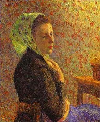 戴着绿色头巾的女人 Woman wearing a green headscarf (1893)，卡米耶·毕沙罗