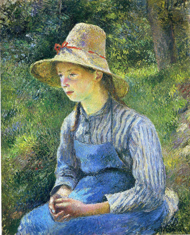 戴帽子的年轻农家女孩 Young Peasant Girl Wearing a Hat (1881)，卡米耶·毕沙罗