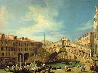 威尼斯里亚托的景色（从南面看里亚托桥 View of the Rialto at Venice (View of the Rialto Bridge from the South，加纳莱托