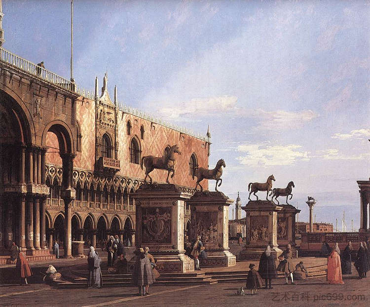 随想曲：广场上的圣马可马 Capriccio: The Horses of San Marco in the Piazzetta (1743)，加纳莱托