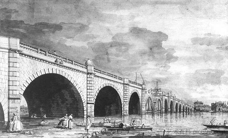 伦敦：威斯敏斯特桥正在维修中 London: Westminster Bridge under Repair (1749; London,United Kingdom  )，加纳莱托