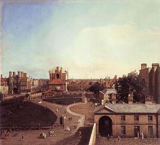 伦敦：白厅和里士满宫的枢密花园 London: Whitehall and the Privy Garden from Richmond House (1747; London,United Kingdom                     )，加纳莱托