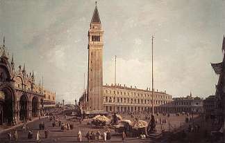 圣马可广场：向西南方向看 Piazza San Marco: Looking South West (c.1757; Venice,Italy                     )，加纳莱托
