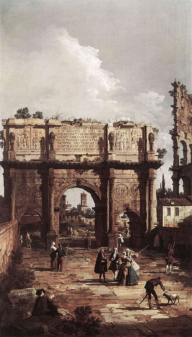 罗马：君士坦丁凯旋门 Rome: The Arch of Constantine (1742; Rome,Italy  )，加纳莱托