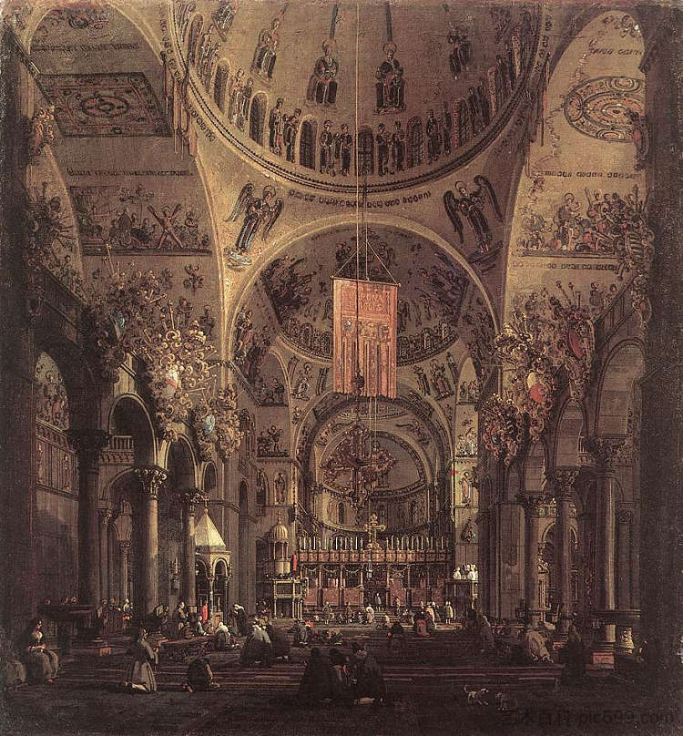 圣马可：内部 San Marco: the Interior (c.1755; Venice,Italy  )，加纳莱托