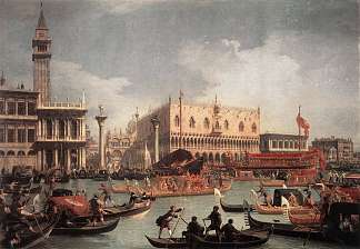 布辛托雷在升天日返回莫洛 The Bucintore Returning to the Molo on Ascension Day (c.1740; Venice,Italy                     )，加纳莱托