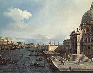 礼炮教堂的大运河 The Grand Canal at the Salute Church (c.1740; Venice,Italy                     )，加纳莱托