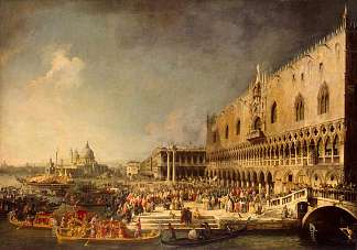 法国驻威尼斯大使的接待 The Reception of the French Ambassador in Venice (c.1745; Venice,Italy                     )，加纳莱托