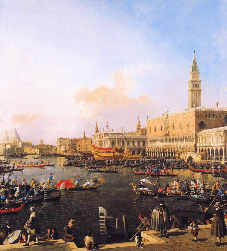 威尼斯，圣马可大教堂在耶稣升天日 Venice, Bacino di San Marco on Ascension Day (1754; Venice,Italy  )，加纳莱托