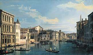 威尼斯：从弗兰吉尼宫到圣马库拉教堂的大运河 Venice: The Grand Canal from Palazzo Flangini to the Church of San Marcuola (c.1738; Venice,Italy                     )，加纳莱托