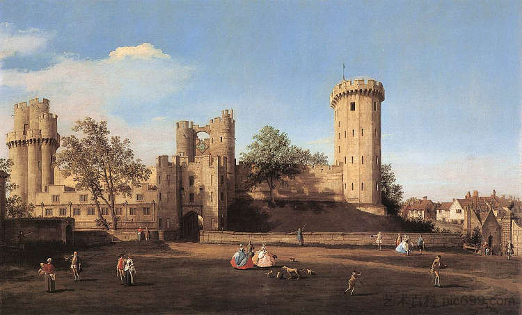 沃里克城堡：东线 Warwick Castle: the East Front (1752; Warwick,United Kingdom  )，加纳莱托