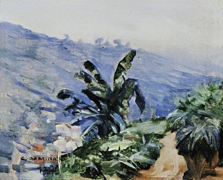 香蕉树景观 Paisagem com bananeiras (1927)，坎迪多·波尔蒂纳里