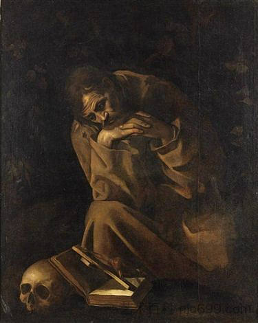 冥想中的圣弗朗西斯 Saint Francis in Meditation (c.1606)，卡拉瓦乔