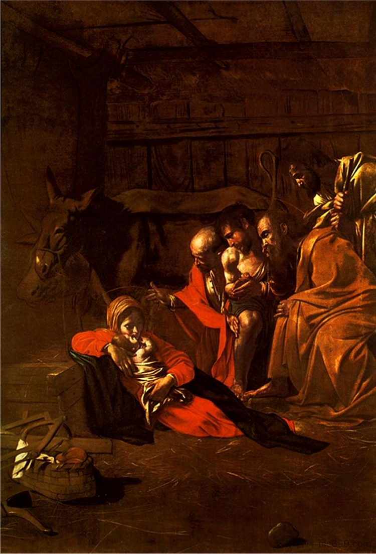 牧羊人的崇拜 Adoration of the Shepherds (1609)，卡拉瓦乔