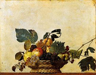 水果篮 Basket of Fruit (c.1596)，卡拉瓦乔