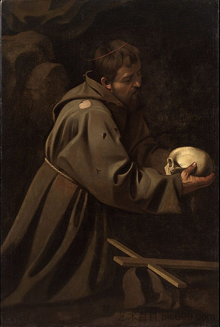 祈祷中的圣方济各 Saint Francis in Prayer (c.1610)，卡拉瓦乔