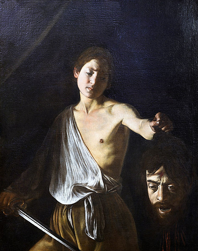 大卫与歌利亚的头 David with the Head of Goliath (1610)，卡拉瓦乔