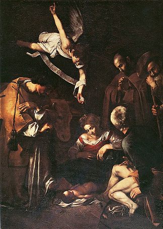 耶稣诞生与圣弗朗西斯和圣劳伦斯 Nativity with St. Francis and St. Lawrence (1609)，卡拉瓦乔