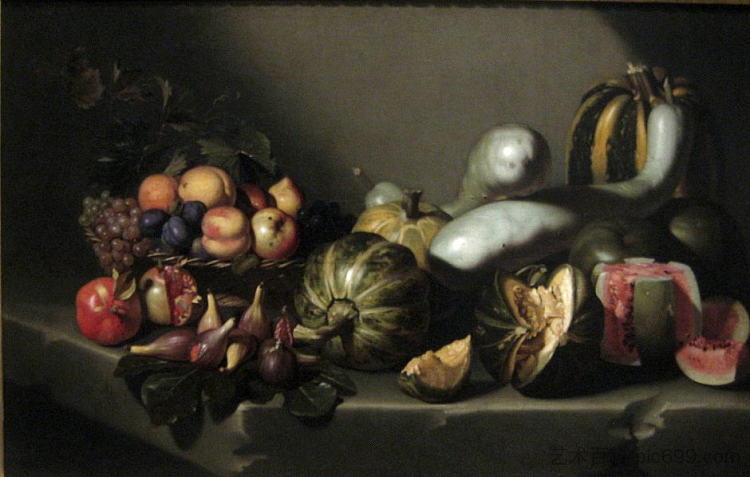 静物与水果 Still Life with Fruit (c.1603)，卡拉瓦乔