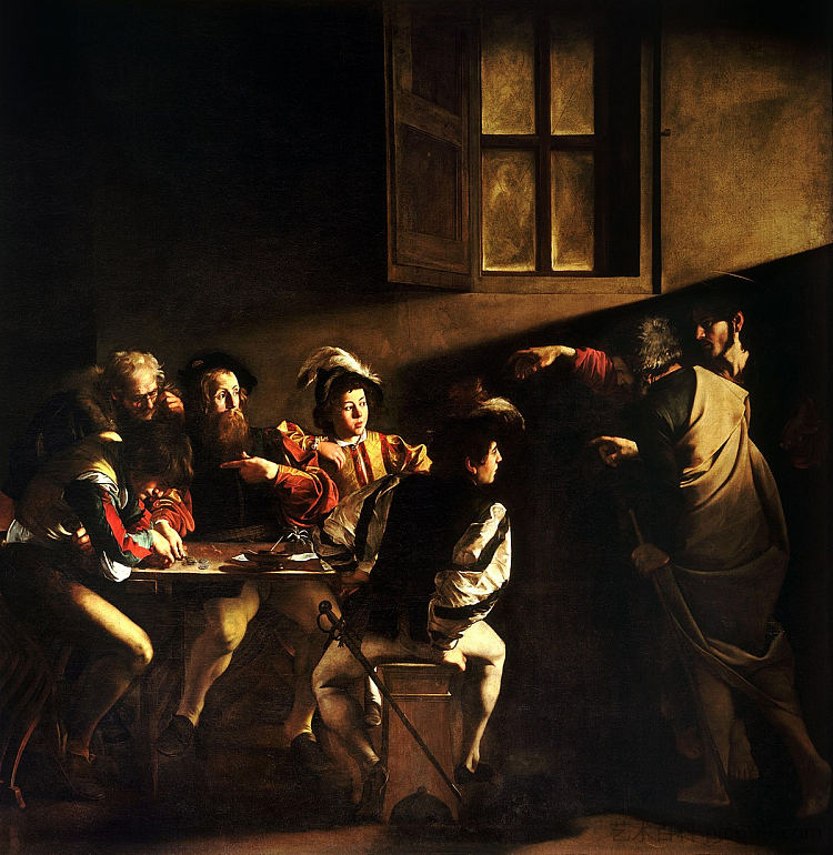 圣马太的召唤 Calling of Saint Matthew (c.1600)，卡拉瓦乔