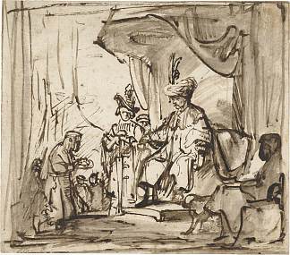 仆人向大卫赠送扫罗的冠冕 Servant Presenting Saul S Crown to David (1649)，卡雷尔·法布里蒂乌斯