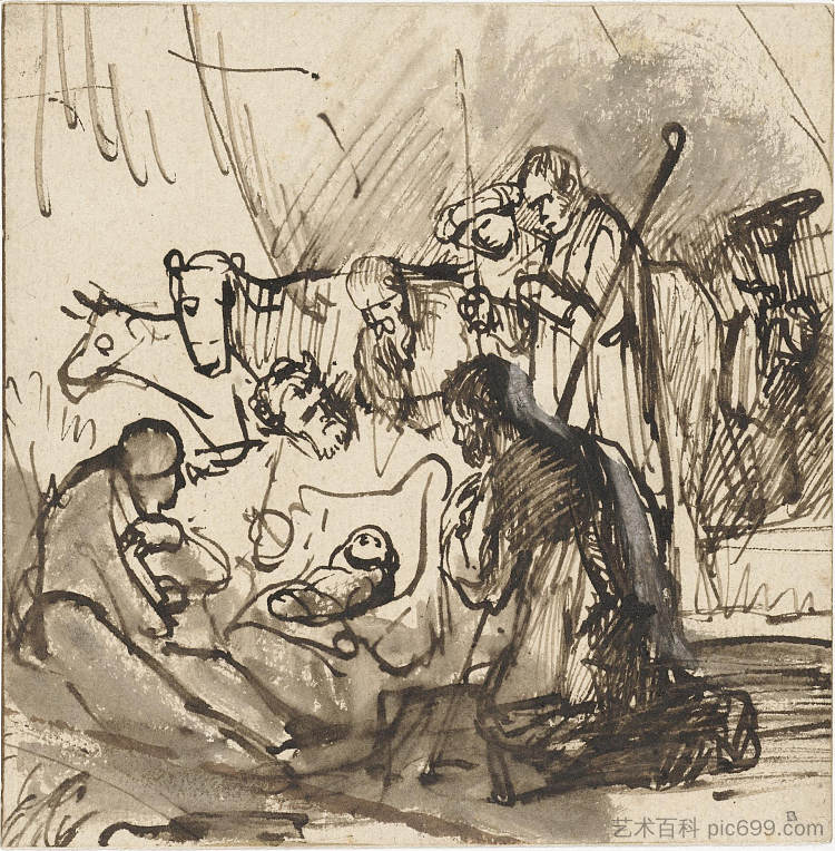 牧羊人的崇拜 The Adoration of the Shepherds (1648)，卡雷尔·法布里蒂乌斯