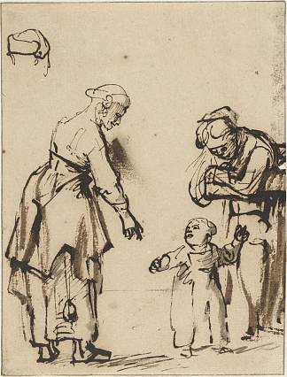 两个站着的女人和一个孩子 Two Standing Women with a Child (1649)，卡雷尔·法布里蒂乌斯