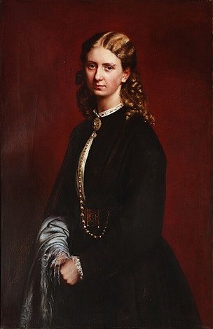 马格雷特·莱曼（Magrethe Lehmann）的肖像，妇女运动的作家和活动家 A portrait of Magrethe Lehmann, writer and activist in the womens movement (1860)，卡尔·布洛赫