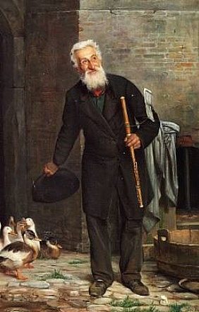 长笛演奏家 A flute player (1869)，卡尔·布洛赫