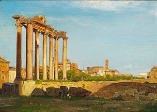 罗马罗马广场的景色 View of the Forum Romanum in Rome (1862)，卡尔·布洛赫