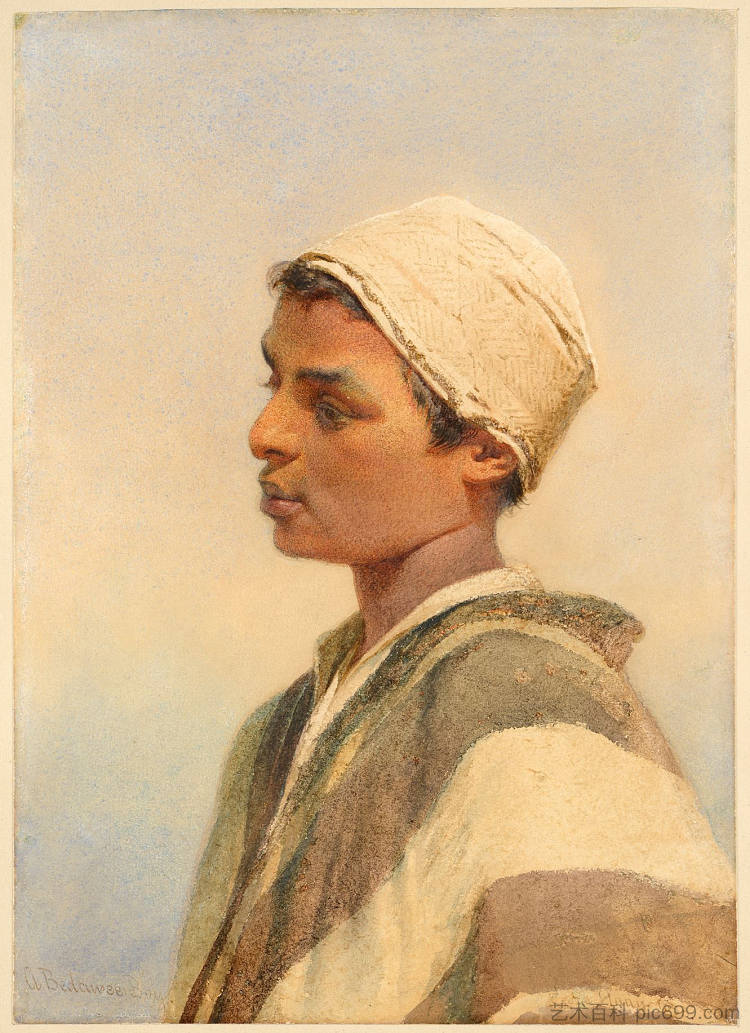 穆罕默德，西奈半岛的贝都因男孩 Mohammed, A bedouin boy of the Sinai (1858; Cairo,Egypt  )，卡尔·哈格